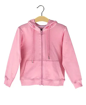 The Talking Canvas Full Sleeves Back Music Penguin Print Hooded Jacket - Pink