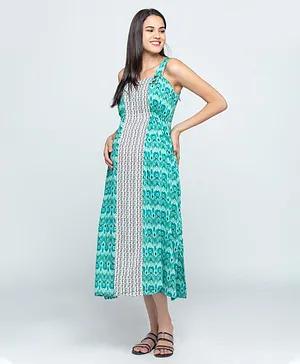 CHARISMOMIC Sleeveless Tropical Breeze Maternity Nursing Slip Dress - Green