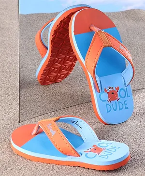 Cute Walk by Babyhug Flip Flops With Back Strap Cool Dude Print - Multicolor