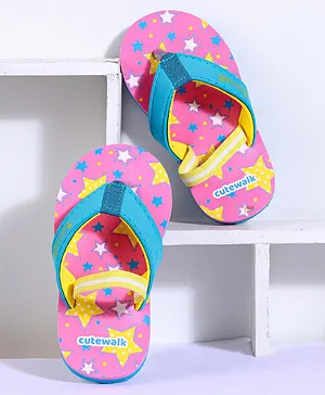 Cute Walk by Babyhug Flip Flops With Back Strap - Blue Pink