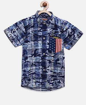 Actuel Half Sleeves Camouflage Printed Shirt - Blue