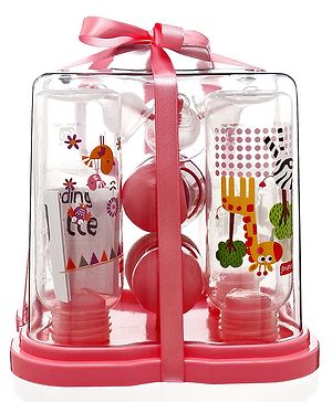 Babyhug Feeding Bottle Pack of 4 With Drying Rack Pink - 2 x 125 ml, 2 x 250 ml Babyhug Feeding Bottle Pack of 4 With Drying Rack Pink - 2 x 125 ml, 2 x 250 ml