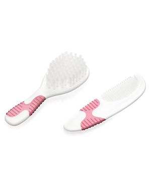 Babyhug Soft Bristle Baby Hair Brush and Comb Set Gentle  Pink |Scalp Care | Soft Bristle | BPA Free | Perfect Gift | Eco-Friendly | Round Tip