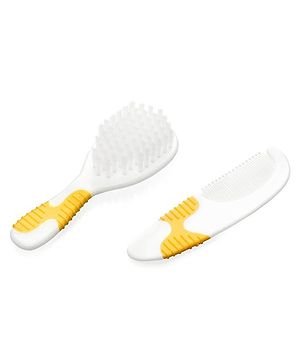 Babyhug Soft Bristle Baby Hair Brush and Comb Set Gentle  Yellow | Scalp Care | Soft Bristle | BPA Free | Perfect Gift | Eco-Friendly | Round Tip