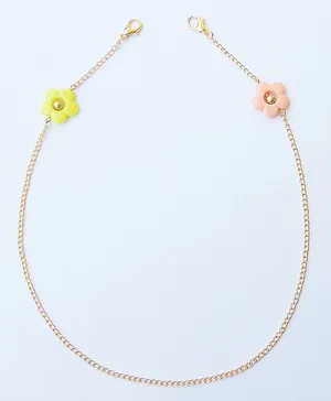 Lime By Manika Flower Beads Embellished Mask Chain Holder - Peach & Yellow