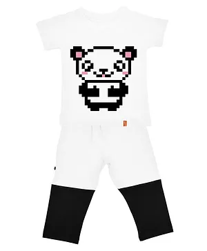 Plan B Panda Print Half Sleeves Night Suit - White