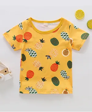 Kookie Kids Half Sleeves Tee Fruit Print - Yellow