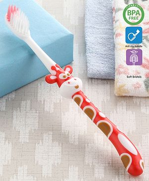 Babyhug Ultra Soft Bristles Giraffe Design Toothbrush - Red