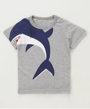 Kookie Kids Half Sleeves Tee Shark Print - Grey
