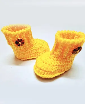 Knits & Knots crochet Solid Color Ridged Booties - Yellow