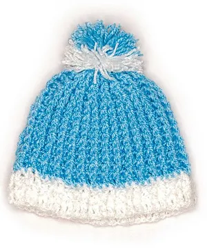 Knits & Knots Color Block Ridged Cap - Circumference 32cm - Blue & White