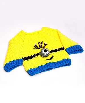 Knits & Knots crochet Full Sleeves Eye Design Sweater - Yellow