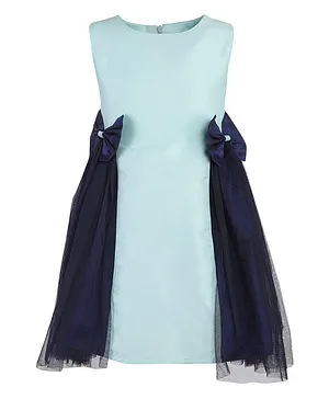 A Little Fable Sleeveless Bow Embellished Dress - Blue