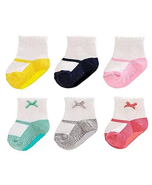 Footprints Pair Of 6 Organic Color Blocked Socks - Multi Color