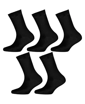 Footprints Organic Pair Of 5 Solid School Socks - Black