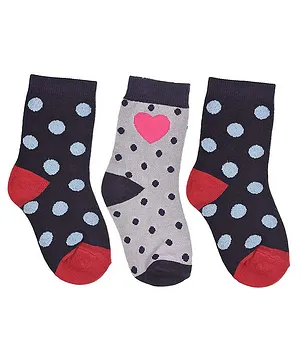 Footprints Organic Cotton Hearts Design Socks Pack Of 3 - Multi Colour