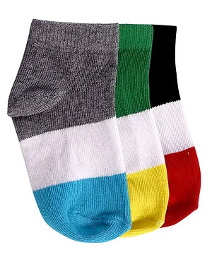 Footprints Organic Cotton Colour Block Socks Pack Of 3 - Multi Colour
