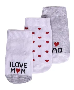 Footprints Socks Organic Cotton I Love Mom Print Pack Of 3 Pairs - White