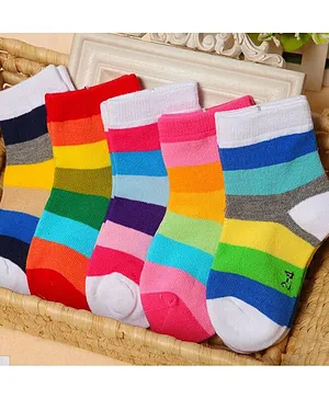 Footprints Organic Cotton Striped Socks Pack Of 5 Pairs - Multicolor