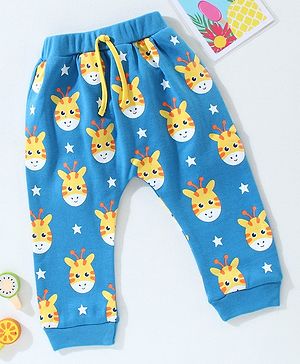 Babyhug Full Length Diaper Leggings Giraffe Print - Blue