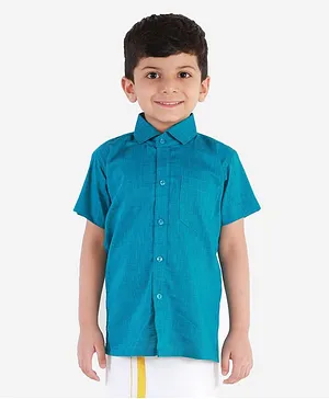 JBN Creation Half Sleeves Solid Colour Shirt - Blue