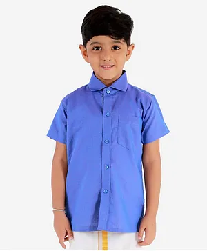 JBN Creation Solid Colour Half Sleeves Shirt - Blue