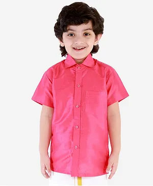 JBN Creation Half Sleeves Solid Colour Shirt - Pink
