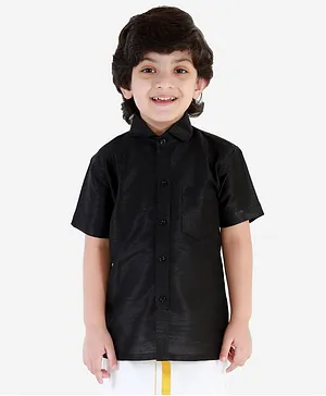 JBN Creation Half Sleeves Solid Colour Shirt - Black