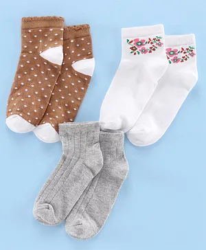 Spenta Socks Set of 3 Pairs - Brown White Grey