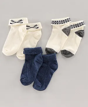 Spenta Socks Set of 3 Pairs - Blue Off White