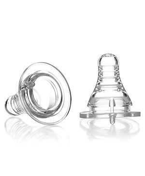 Babyhug Standard Neck Silicone Nipple Fast Flow - Pack of 2 - Fast Flow Transparent