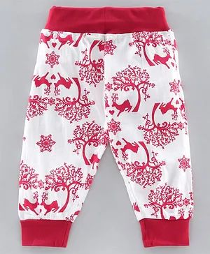Earth Conscious Full Length Forest Print Track Pants - Red