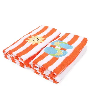 My Milestones Luxe Plush Hand Towel Modern Stripes Set 2 Pc- Orange White