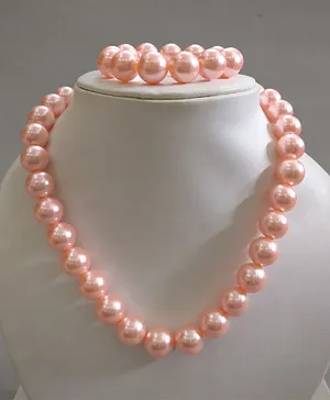 Tiny Closet Beaded Necklace & Bracelet Set - Peach