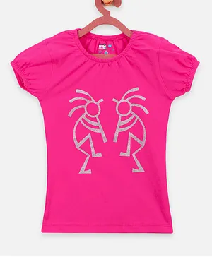 Lilpicks Couture Short Sleeves Insect Print Top - Pink