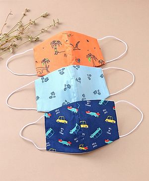 Babyhug Face Mask Printed Pack Of 3 - Multicolor