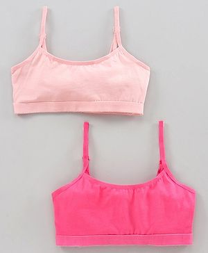 Pine Kids Anti Microbial & Bio Washed Bralette Pack of 2 -  Seashell Pink Hot Pink