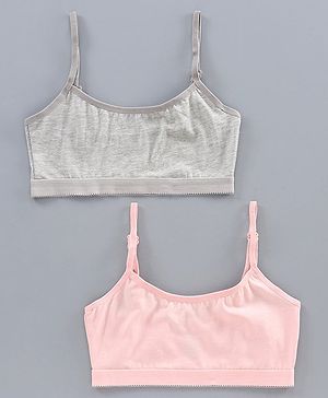 Pine Kids Singlet Anti Microbial & Biowashed Bralettes Pack of 2 - Grey Pink