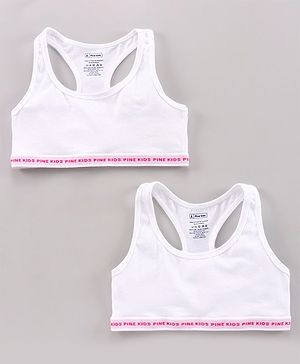 Pine Kids Anti Microbial & Bio Wash Bras Pack of 2 - White