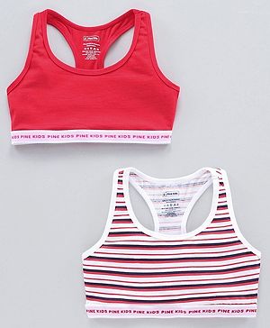 Pine Kids Singlet Anti Microbial & Biowashed Bralettes Pack of 2 - Red