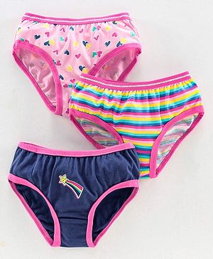Pine Kids Anti Microbial & Biowash Panties Multiprint Pack of 3 - Pink Blue