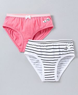 Pine Kids Anti Microbial and Bio Wash Cotton Panties Pack of 2 - Pink