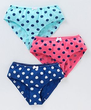 Pine Kids Polka Dot Panties Pack of 3 - Blue Pink