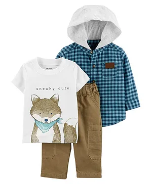 Carter's 3-Piece Fox Little Outfit Set - Blue White Brown