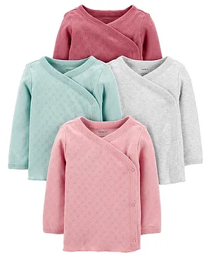 Carter's 4-Pack Long-Sleeve Side-Snap Tees - Multi Colour