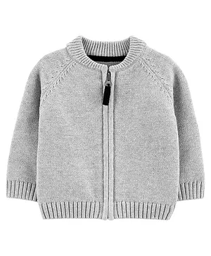 Carter's Zip-Up Cotton Sweater - Grey
