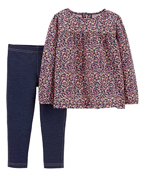 Carter's 2-Piece Floral Jersey Top & Denim Pant Set - Multi Colour