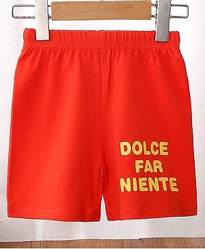 Kookie Kids Knee Length Shorts Text Print - Red