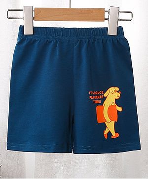 Kookie Kids Knee Length Shorts Puppy Print - Blue