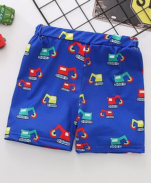 Kookie Kids Knee Length Shorts Vehicle Print - Blue